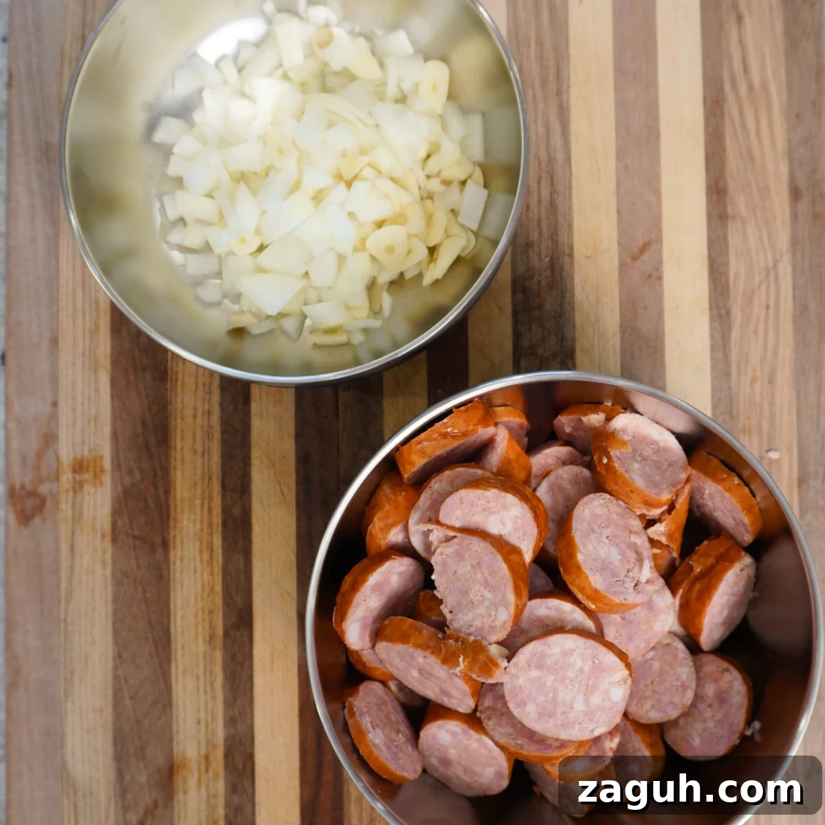 Savory Sausage and Slow-Simmered Collard Greens Recipe 6 chopped veggies.