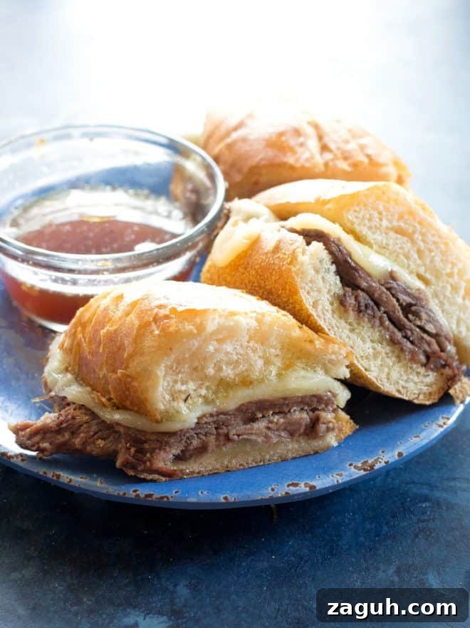 Classic French Dip Sandwich Recipe with Savory Au Jus 2 French Dip Sandwich