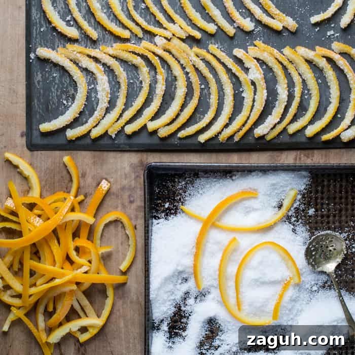 How to Make Candied Orange Peel at Home: Zesty Homemade Recipe 3 Coating the candied orange peel in granulated sugar