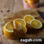 Cutting oranges to make Candied Orange Peel