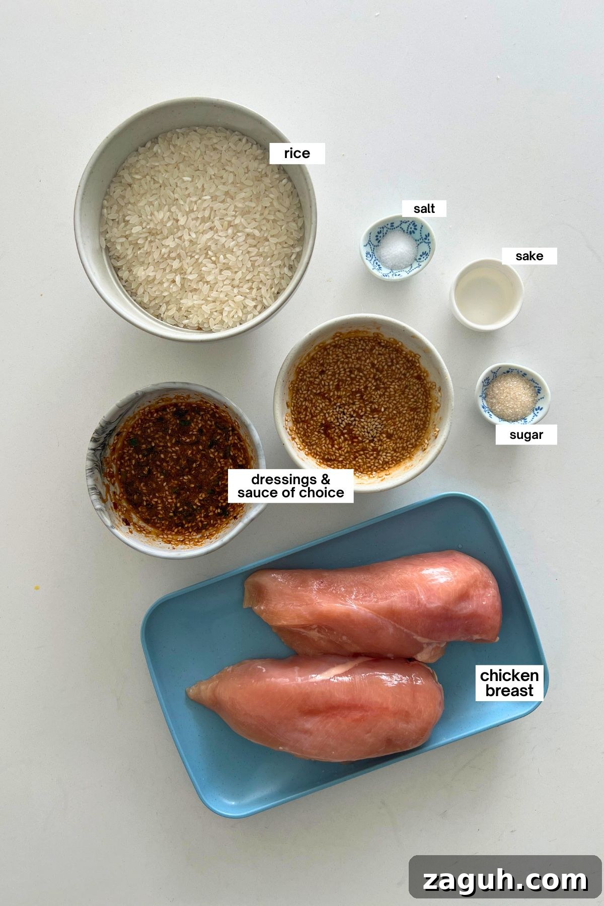 Rice Cooker Yodare Chicken with Steamed Rice: Simple One-Pot Meal 3 ingredients for saliva chicken in small bowls