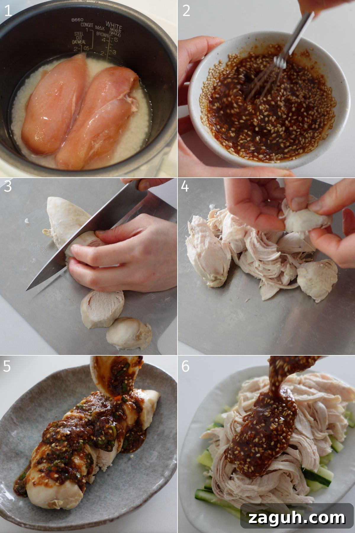 Rice Cooker Yodare Chicken with Steamed Rice: Simple One-Pot Meal 4 cooking chicken breast in a rice cooker and serving with chili oil sauce