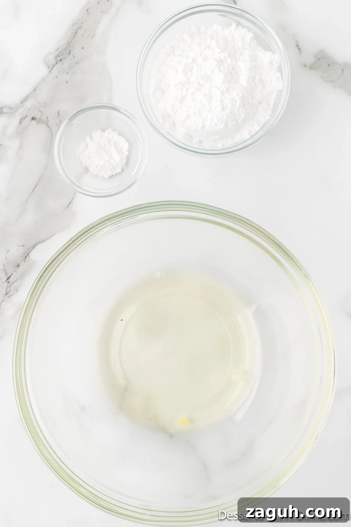 Mixing bowl with icing ingredients. 