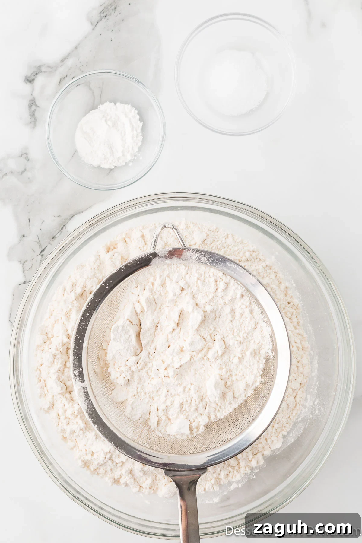 Separate mixing bowl with dry ingredients. 