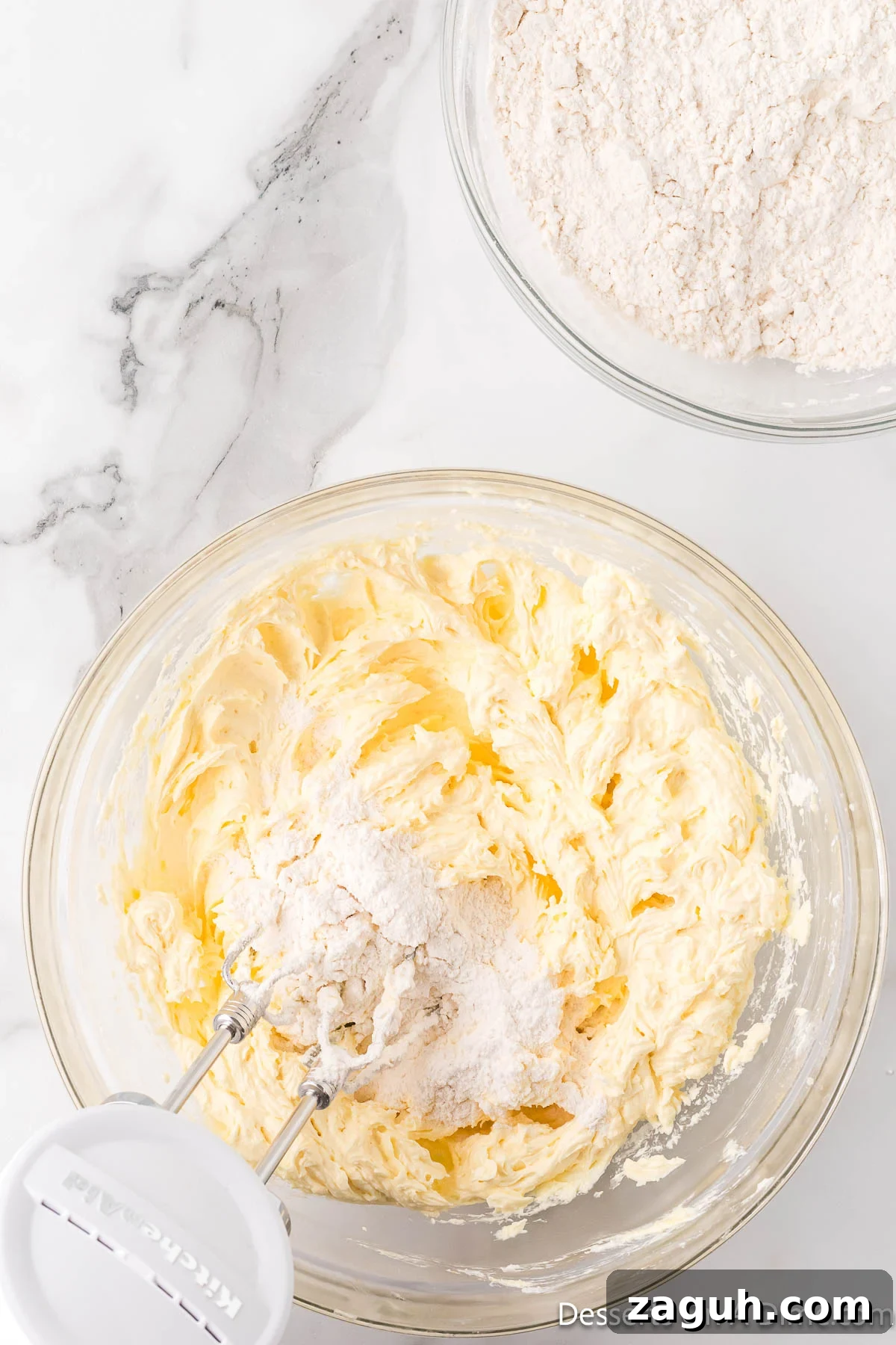Wet and dry ingredients combined together. 