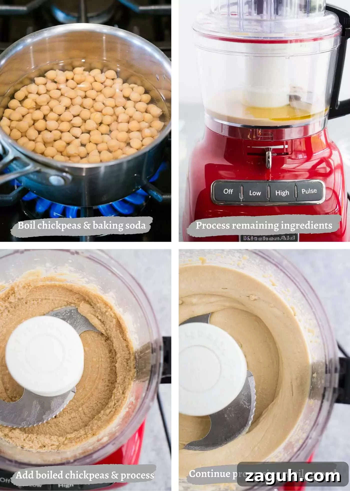 Creamy Homemade Hummus Recipe: Simple Chickpea Dip Tutorial 5 process images of making hummus at home