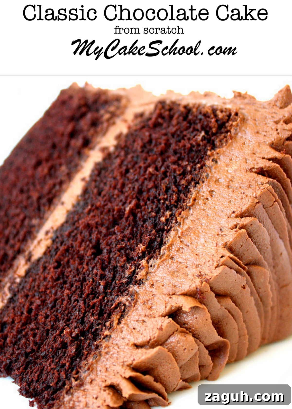 AMAZING Classic Chocolate Cake Recipe from Scratch! This decadent, moist, and delicious cake is one of our most popular! Decadent Classic Chocolate Cake from Scratch! This amazingly moist and delicious homemade chocolate cake is one of our most popular! My Cake School Online Cake Classes, Cake Recipes, and more.