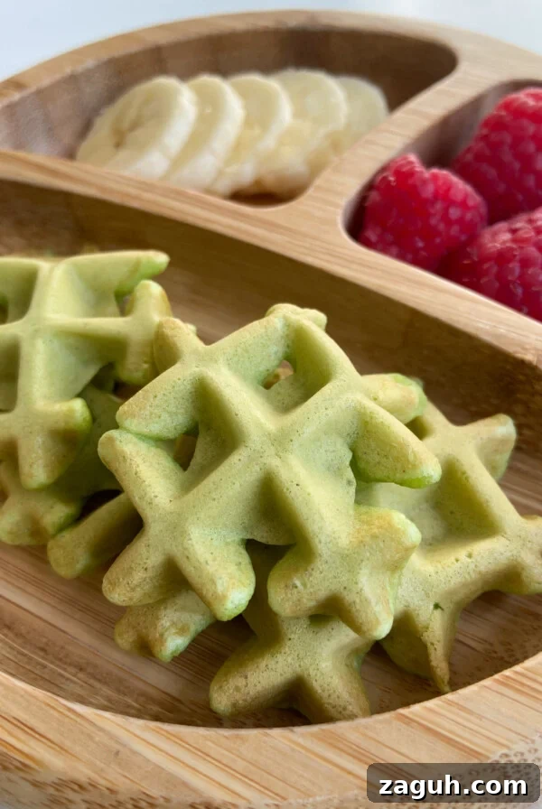 Spinach and Apple Baby Puffs: Nutritious Homemade Finger Food 9 Spinach banana waffles served with sliced bananas and raspberries