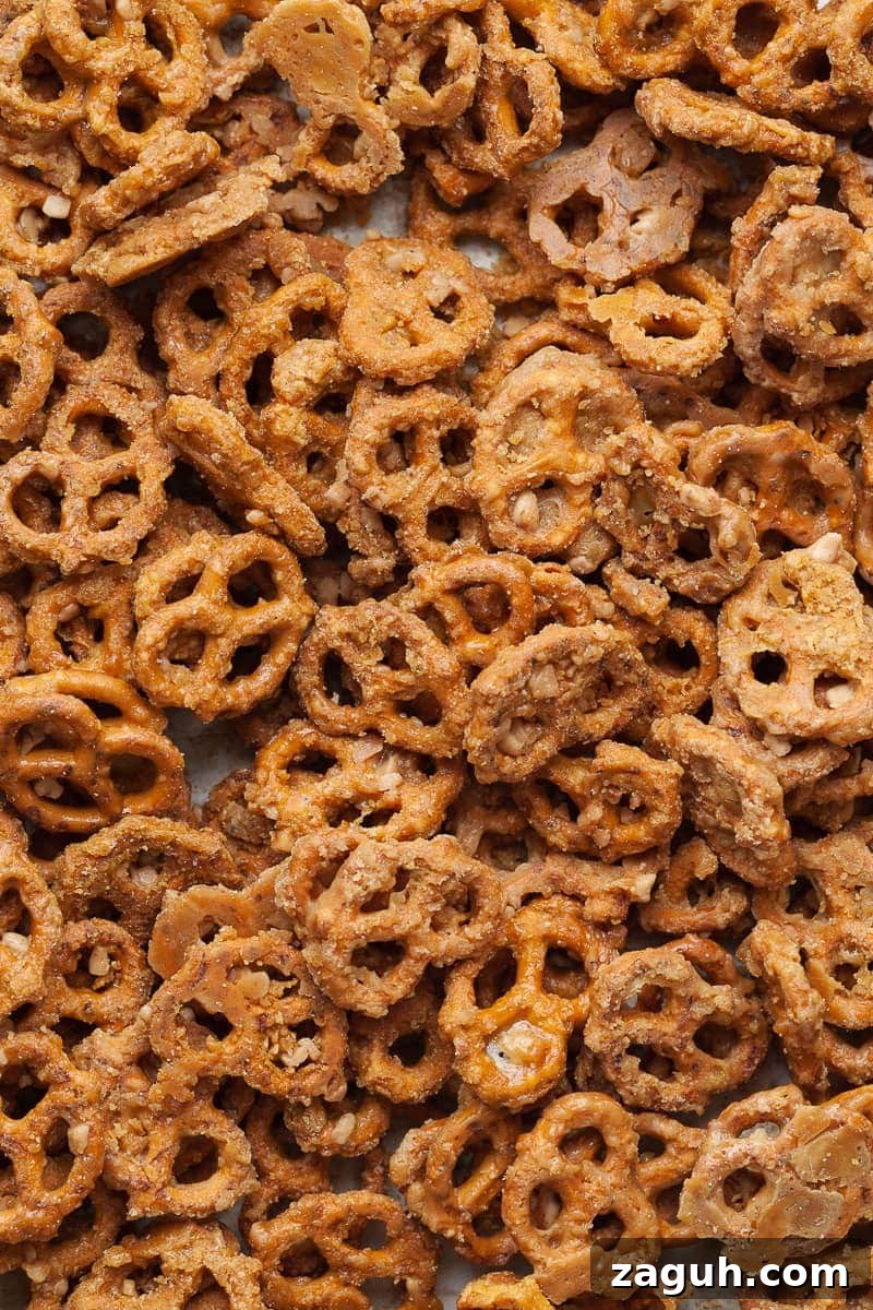 Gluten-Free Butter Toffee Pretzels Recipe: Crunchy Sweet Snack 15 close up of butter toffee pretzels made with gluten free snyder pretzels