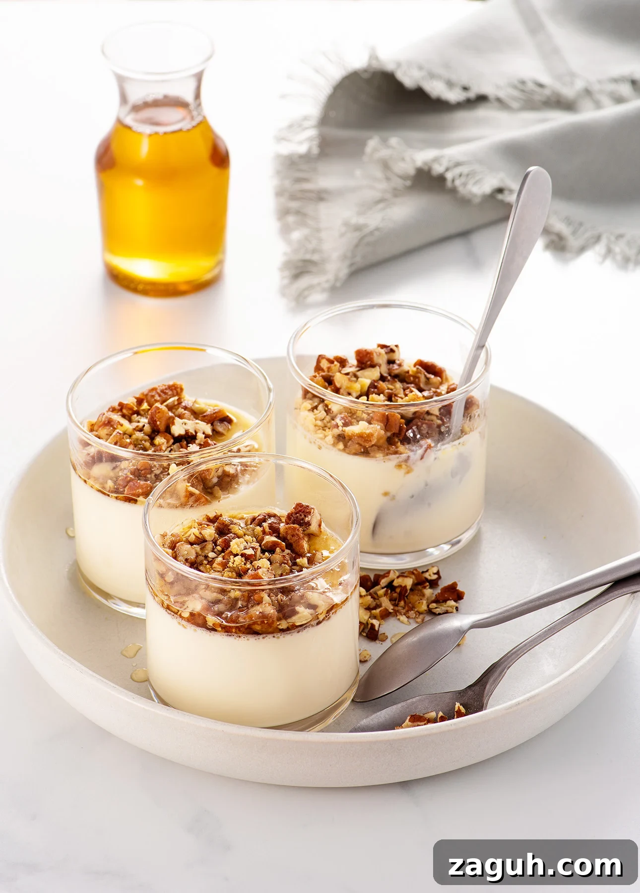 Maple Panna Cotta Recipe with Vanilla and Caramel Drizzle 2 Maple Panna Cotta // FoodNouveau.com