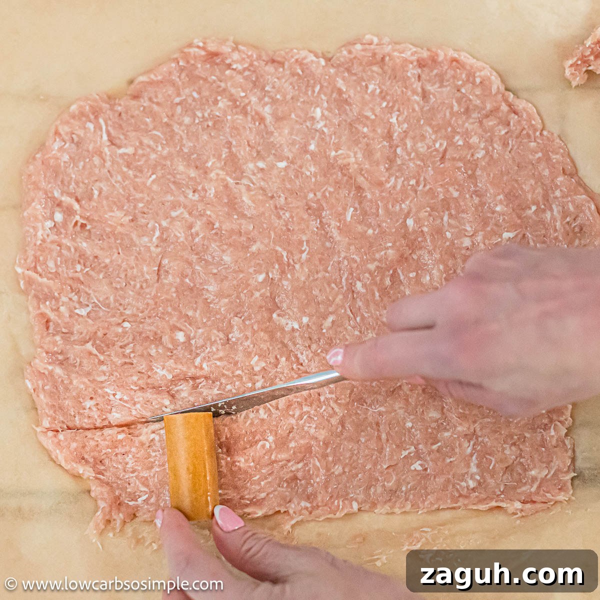 Savory Carnivore Pigs in a Blanket Recipe for Meat Lovers 9 Cutting Strips from Ground Chicken Sheet | Low-Carb, So Simple