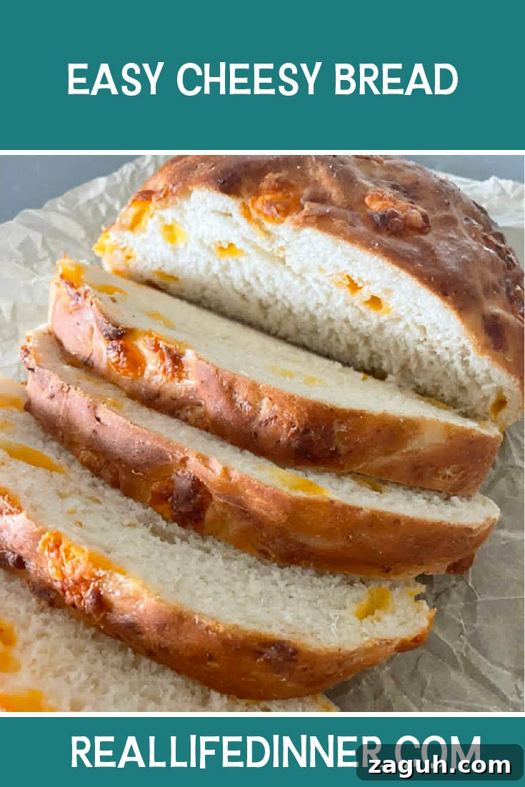 Cheesy Garlic Pull-Apart Bread Recipe 10 Pinterest picture of Easy Cheesy Bread with the text of the title at the top.