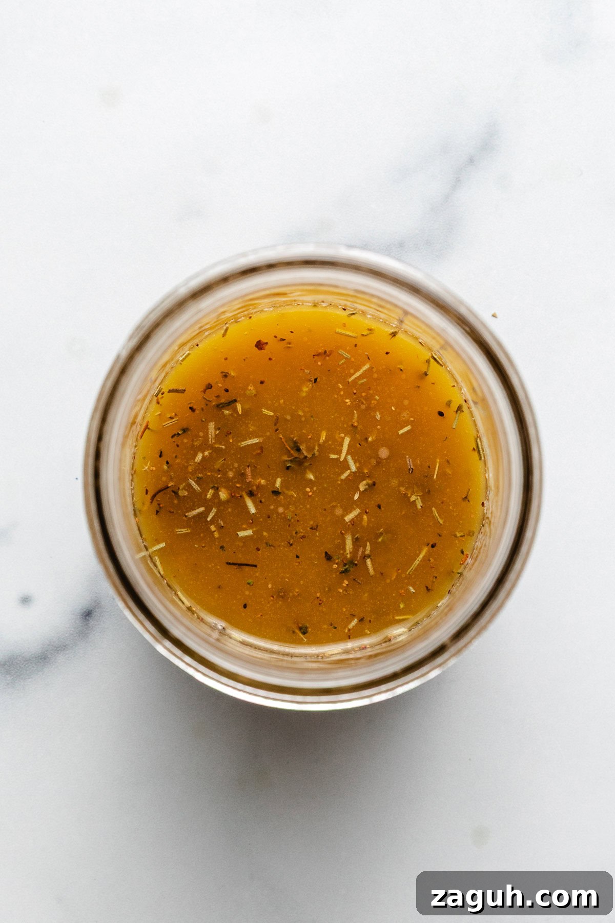 Authentic Italian Dressing Recipe for Fresh Flavor 5 Overhead view of mixed salad dressing.