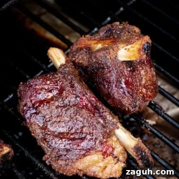 Perfectly Smoked Beef Short Ribs: Tender BBQ Recipe 20 Two uncut beef short ribs on smoker.