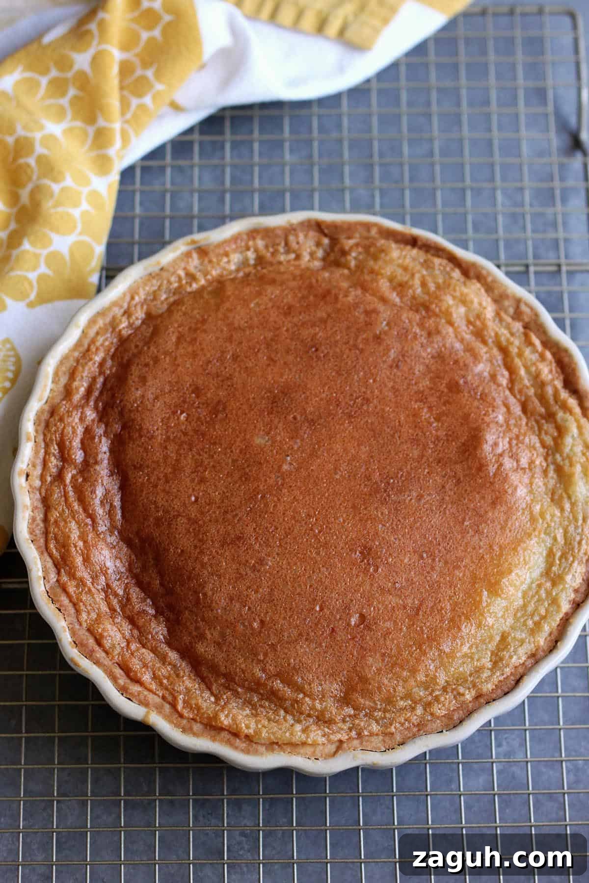 Classic Homemade Custard Pie Recipe for Rich, Creamy Filling 7 An overhead image of my custard tart fresh out of the oven.