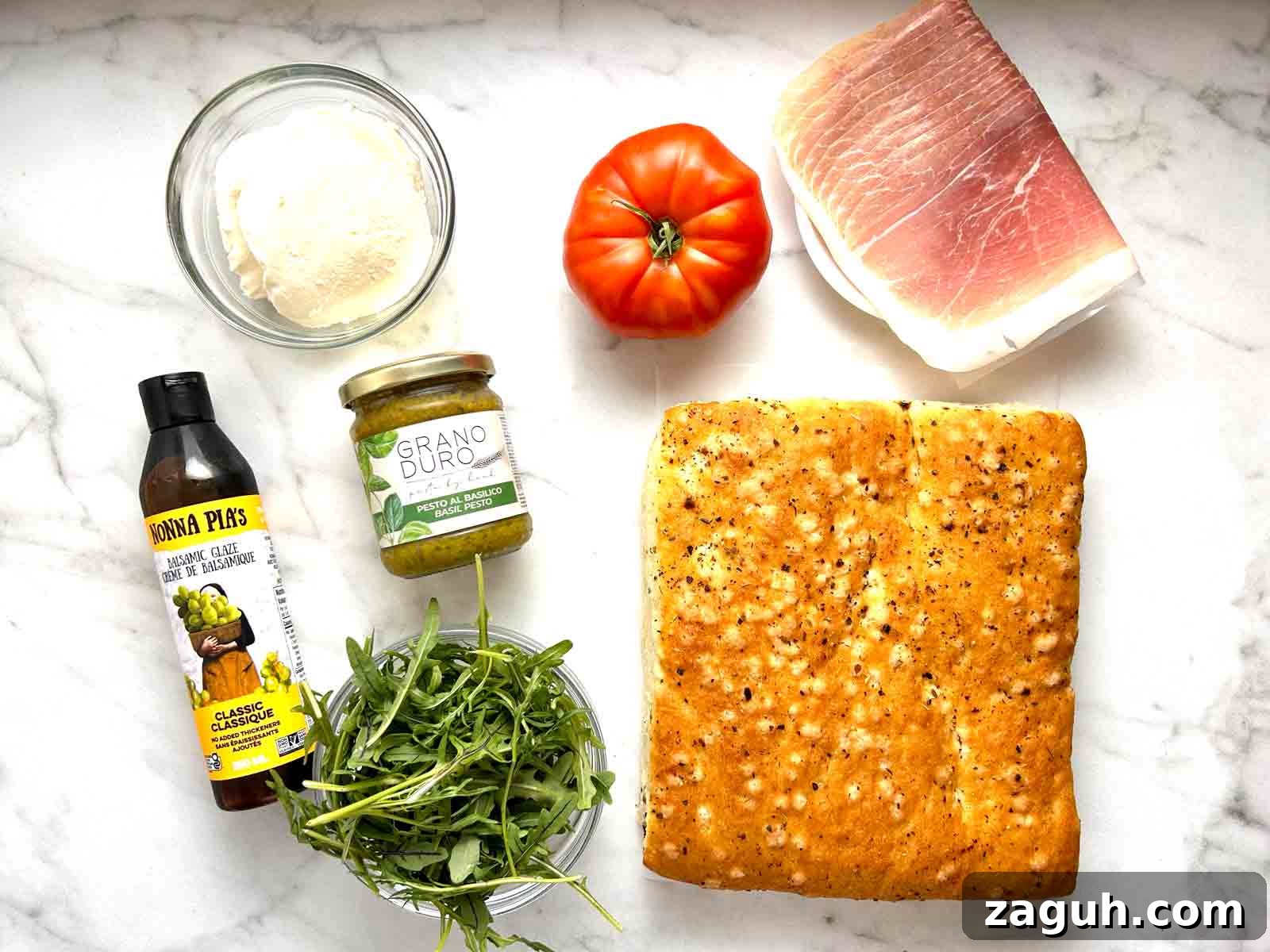 Focaccia Sandwich Recipes: Flavorful Ideas for Lunch & Picnics 3 required ingredients laid out.