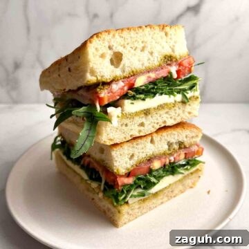 Focaccia Sandwich Recipes: Flavorful Ideas for Lunch & Picnics 8 two slices of focaccia sandwich stacked on top of each other.