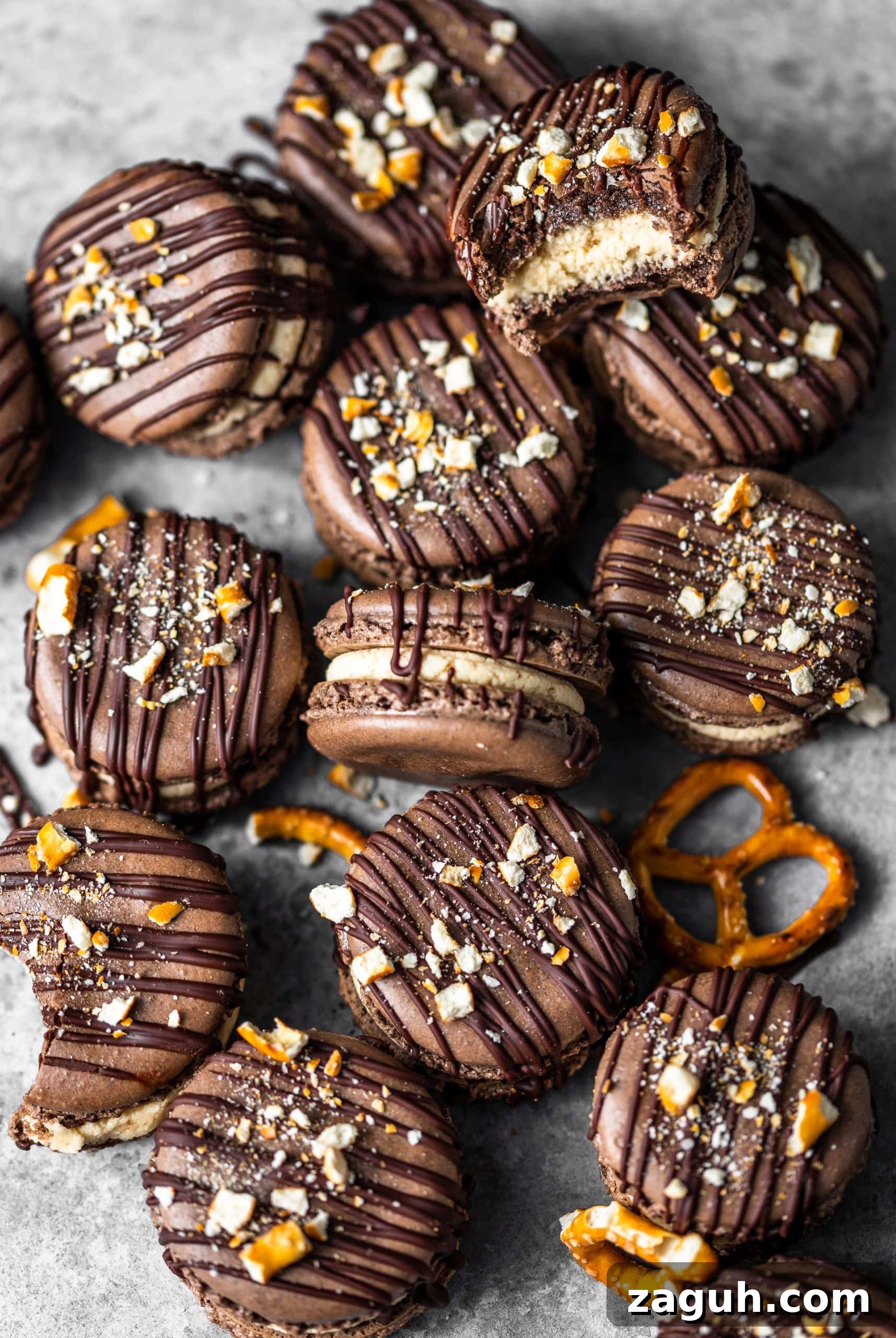 Chocolate Peanut Butter Pretzel Macarons Recipe: Sweet & Salty Treat 5 Chocolate Peanut Butter Pretzel Macarons
