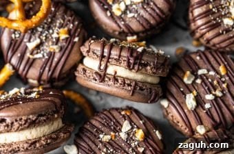 Chocolate Peanut Butter Pretzel Macarons Recipe: Sweet & Salty Treat 6 Chocolate Peanut Butter Pretzel Macarons