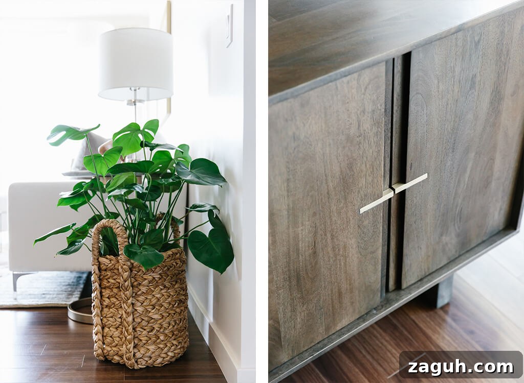 Take a tour of my modern and minimalist living room. My interior design style is a blend of minimalism, mid-century modern, Scandinavian and SoCal vibes. 