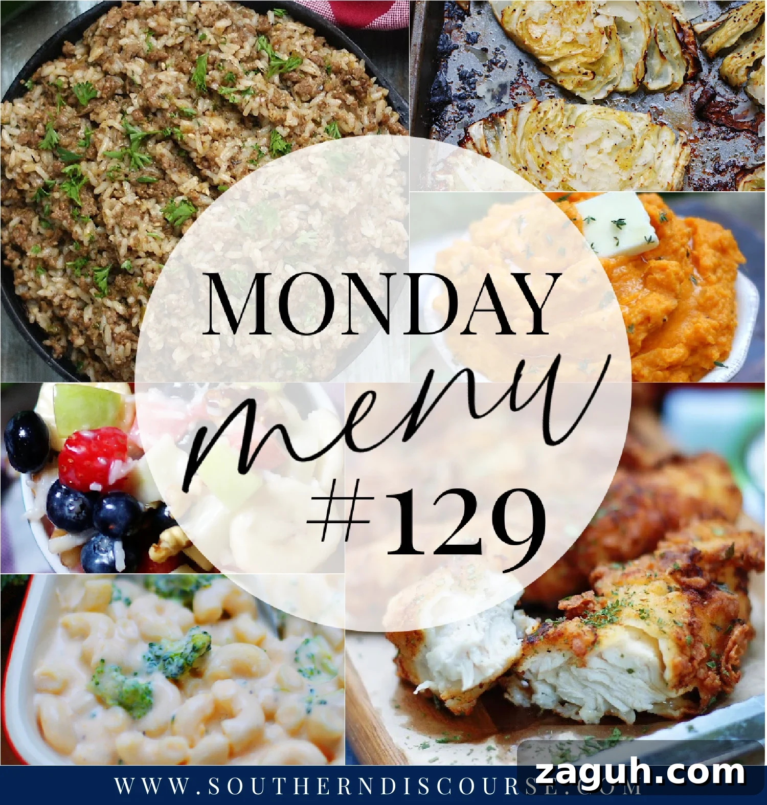 Monday Menu 129: Dirty Rice with Ranch Chicken Tenders 2 Monday Menu is a weekly list of recipes that go together to create 2 complete family meals, plus a breakfast recipe, snack and dessert along with secrets and tips to make cooking and grocery shopping for your family easier.