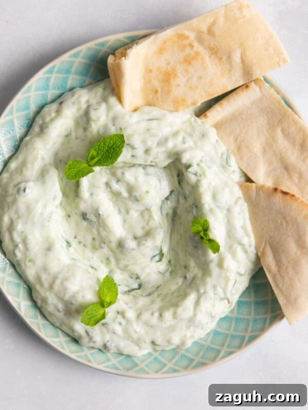 Creamy Beet Hummus Recipe with Garlic and Lemon 10 Tzatziki on blue plate accompanied with pittabread