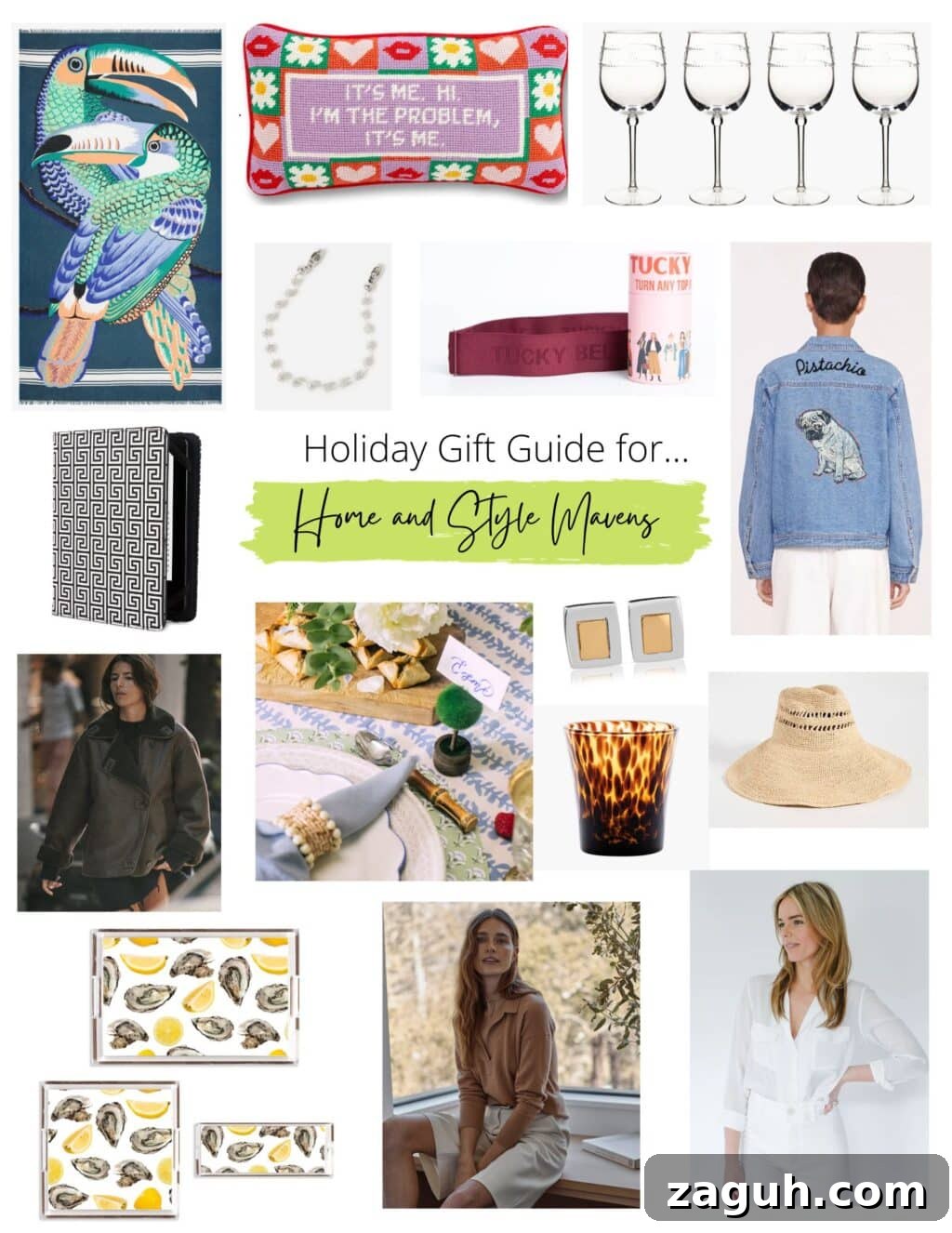 Holiday Gift Guide 2023: Stylish Picks for Home & Fashion Fans 2 Collaged image of gift ideas for home decor and style enthusiasts.