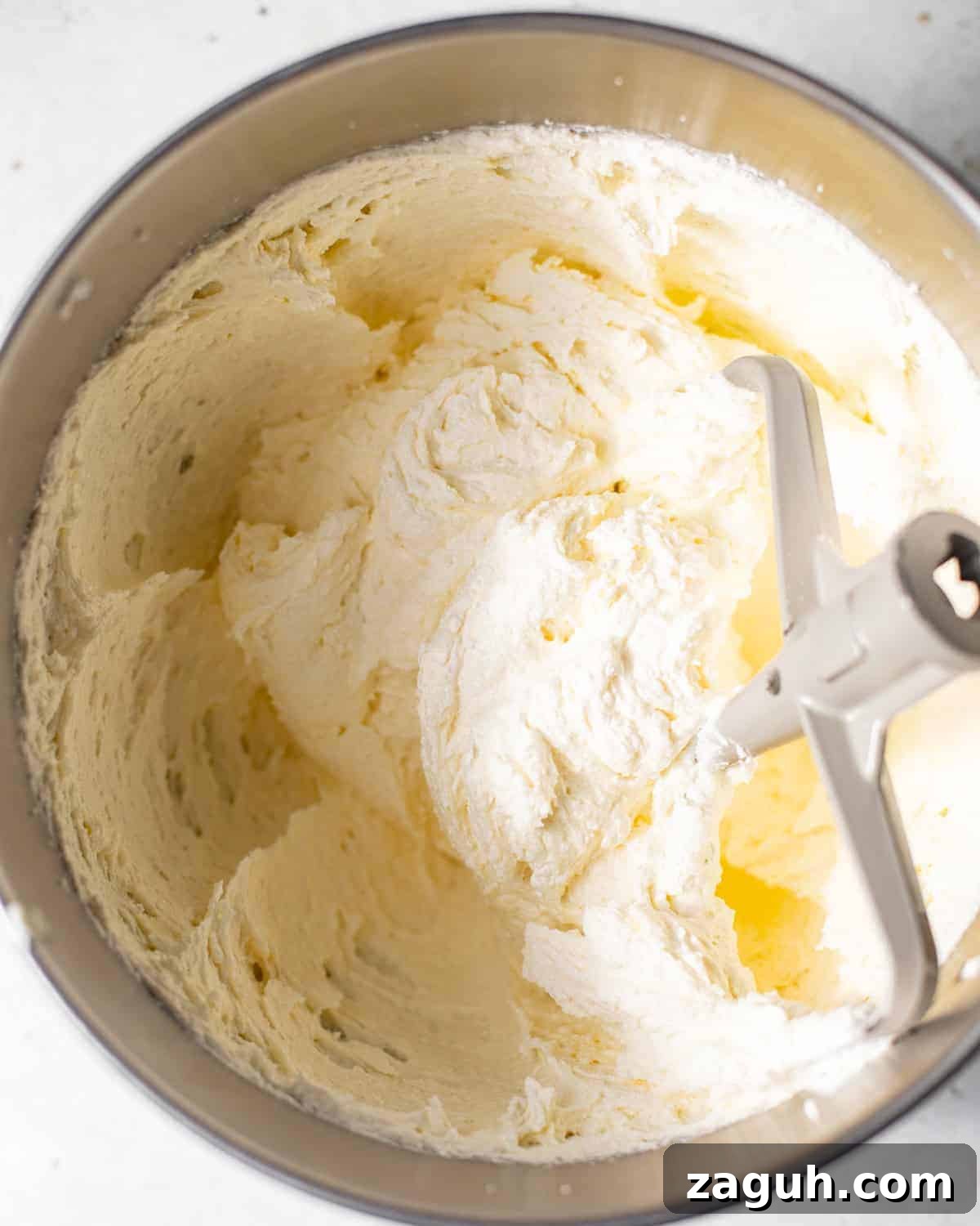 Moist Corn Pound Cake Recipe with Creamy Cornmeal Crumble 5 butter, sugar, and oil creamed together in a bowl.