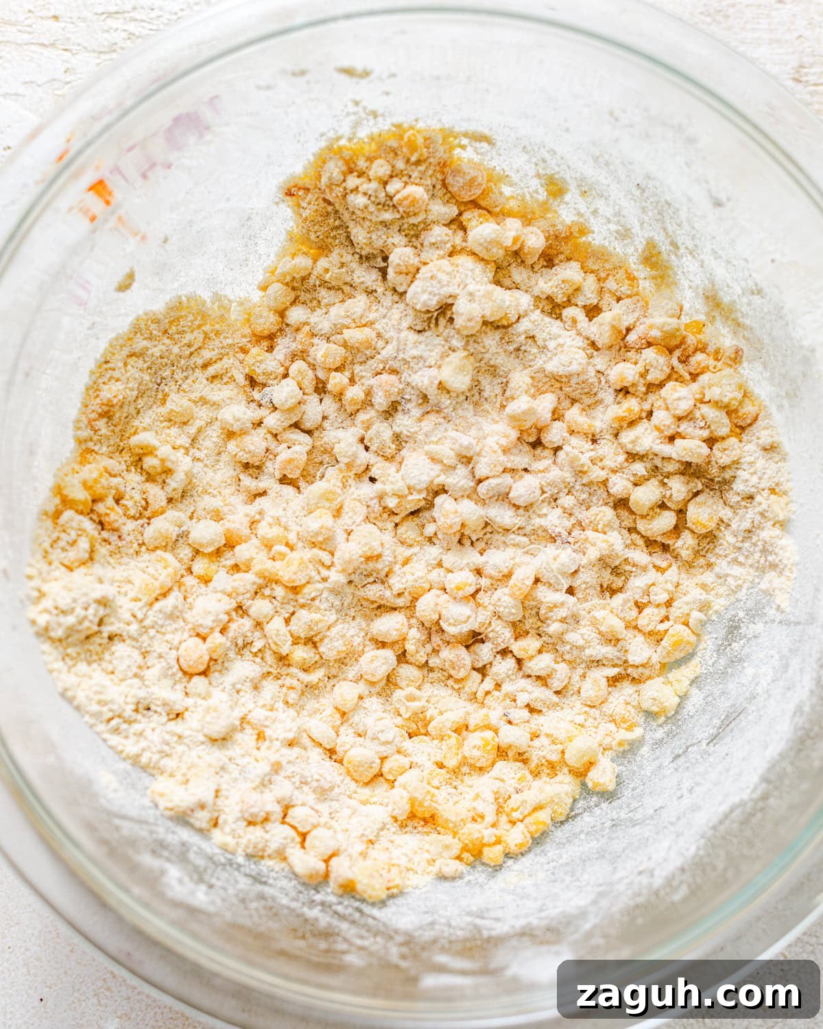 Moist Corn Pound Cake Recipe with Creamy Cornmeal Crumble 6 roasted corn tossed together in the dry ingredients.