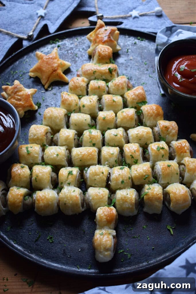 Festive Sausage Roll Christmas Tree Recipe Tutorial 11 Puff pastry Christmas tree with puff pastry.