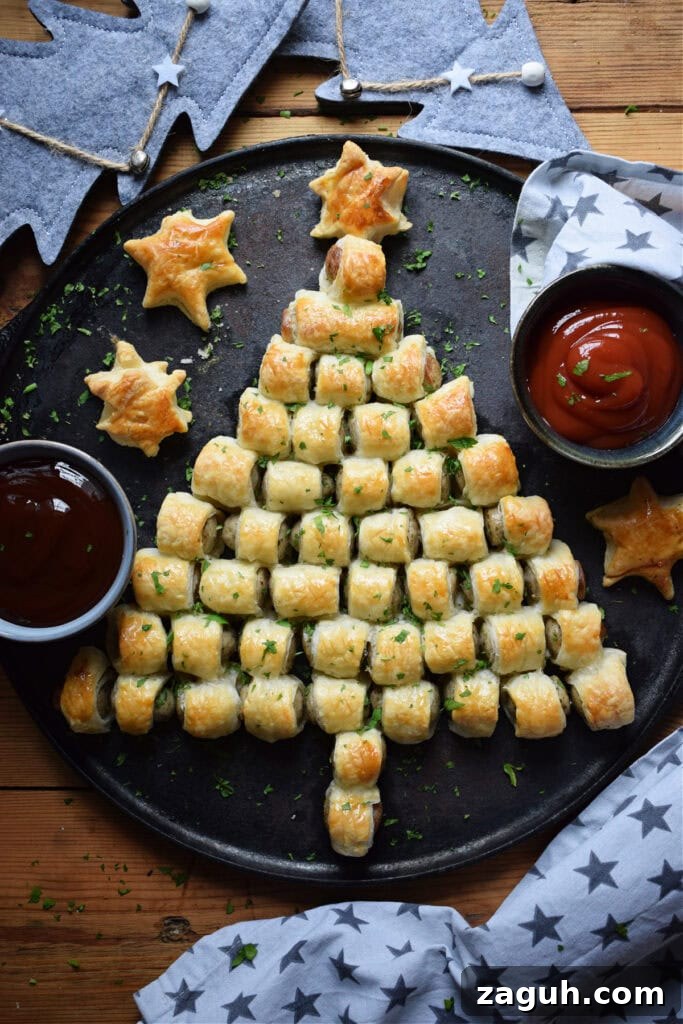 Festive Sausage Roll Christmas Tree Recipe Tutorial 13 Puff pastry sausage roll Christmas tree.