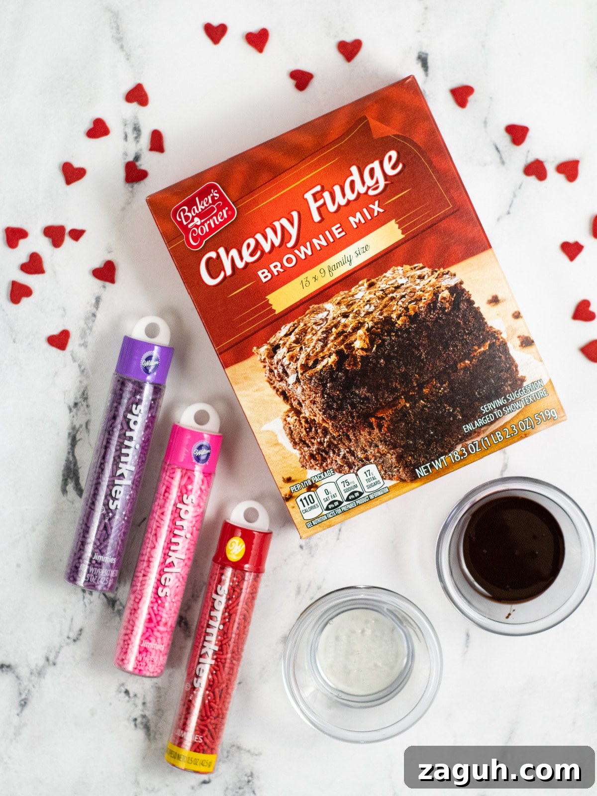 Valentine’s Day No-Bake Chocolate Brownie Bites 3 valentine brownie bites ingredients