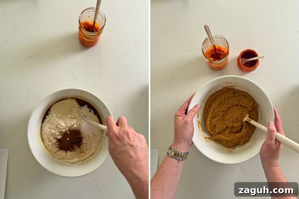 Sourdough Pumpkin Snickerdoodles: Spiced Autumn Cookies Recipe 6 Two photos to show mixing dough to make sourdough pumpkin snickerdoodles.