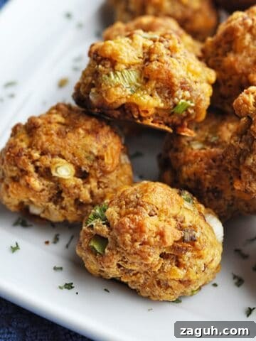 Sausage balls appetizer on plate ready to serve.