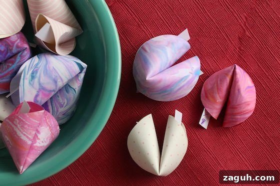 11 Valentine’s Day Crafts for Tweens and Teens to Make Together 3 3 bowl of paper fortune cookies made with marbled paper
