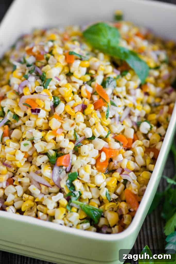 Crisp Summer Corn Salad with Cherry Tomatoes and Herbs 2 salad made from grilled corn