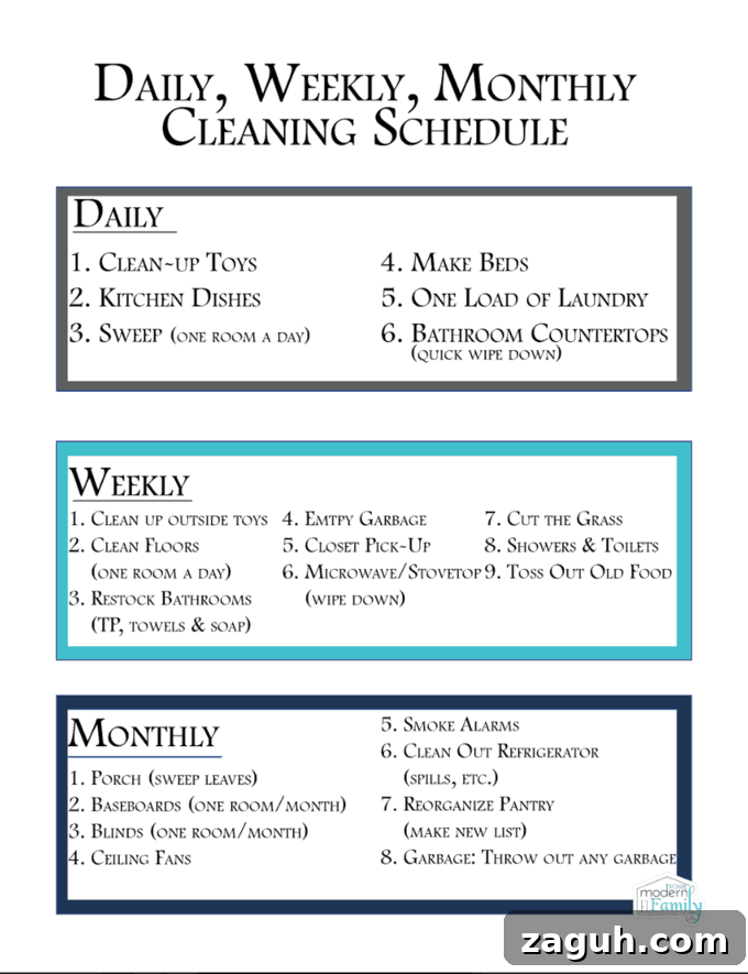 cleaning schedule