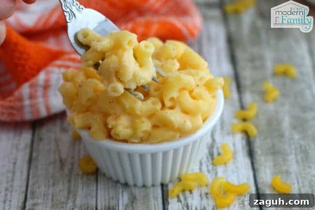 A close up of Macaroni and  Cheese in a small white bowl. 