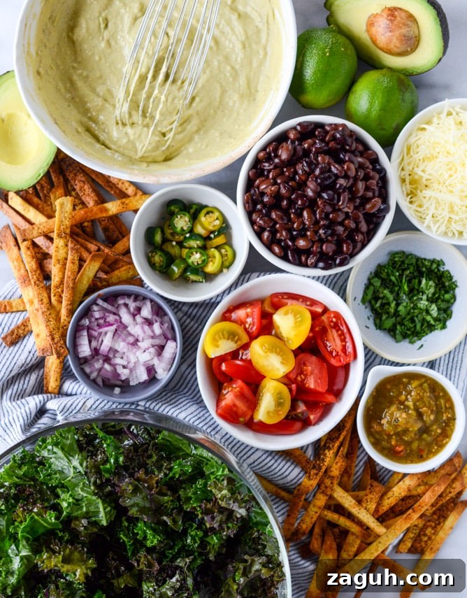Crunchy Taco Kale Salad Recipe with Avocado & Lime Dressing 3 crunchy taco kale salad I howsweeteats.com