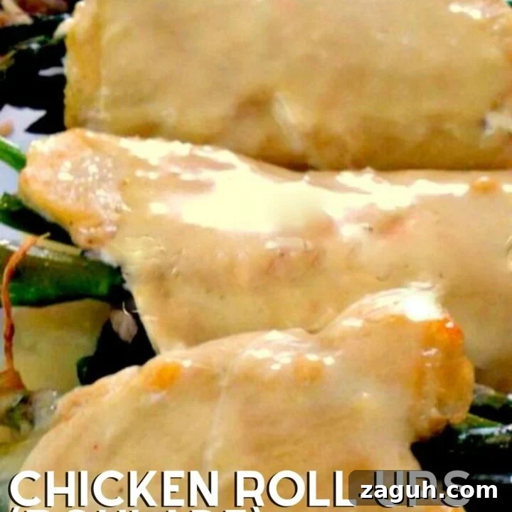 Chicken Roll-Ups (roulade), tender pieces of chicken filled with spinach, asparagus, mushrooms, and cheese then rolled and baked, and served with a creamy Hollandaise sauce and easy mushroom pilaf rice.