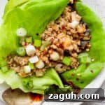 Savory Chicken Lettuce Wraps with Asian Hoisin Sauce 12 The best recipe for chicken lettuce wraps.