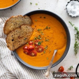 Roasted Butternut Squash and Red Pepper Soup Recipe 12 Bowl of butternut squash soup