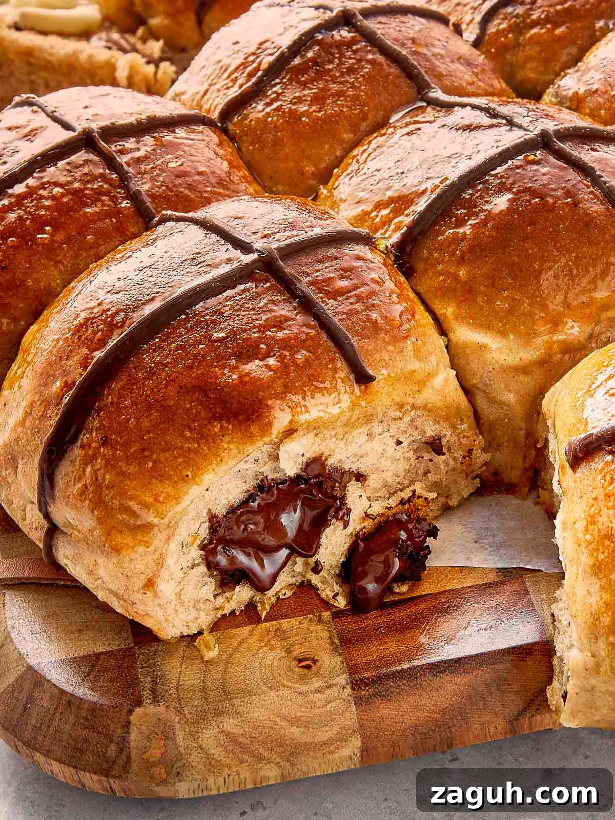 Top view of Easy Hot Cross Buns Chocolate Chips