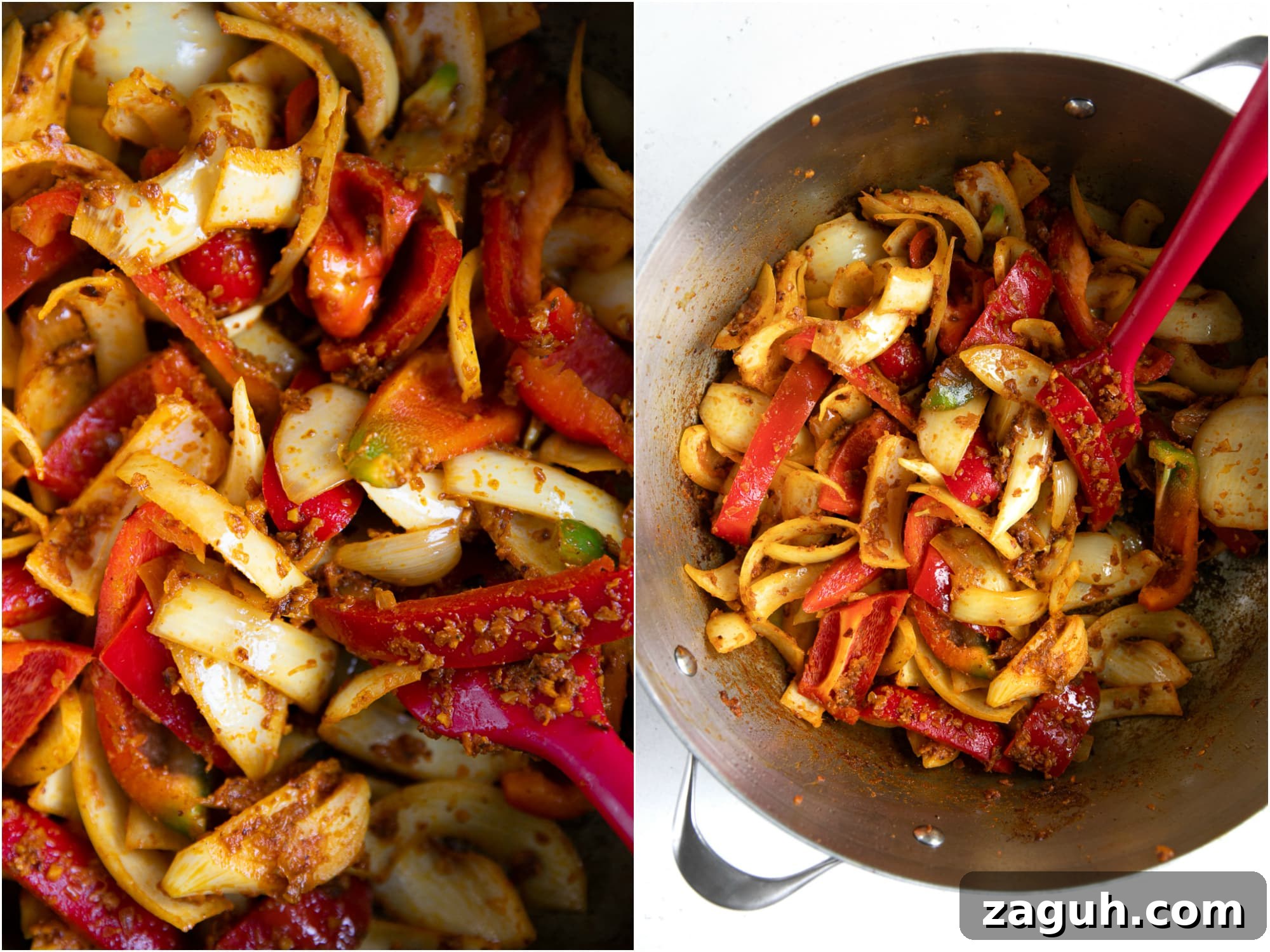 Authentic Chicken Curry Recipe: Step-by-Step Homemade Guide 9 Cooking the onion and bell pepper with the red curry paste.