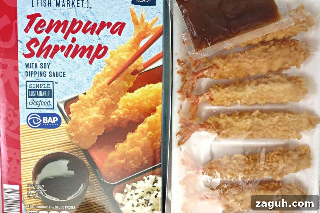 Crispy Air-Fryer Tempura Shrimp from Aldi Frozen Pack 4 frozen tempura shrimp out of the box