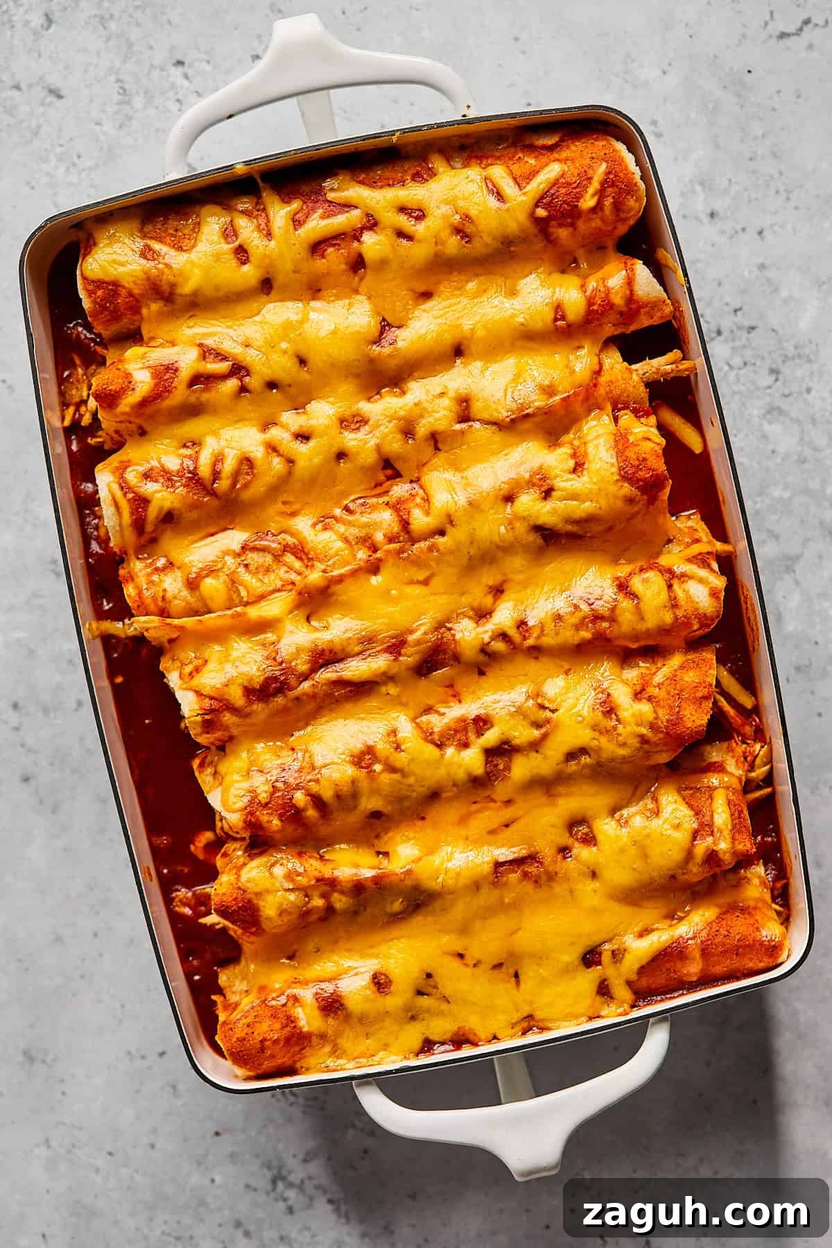 enchiladas baked in a casserole dish 