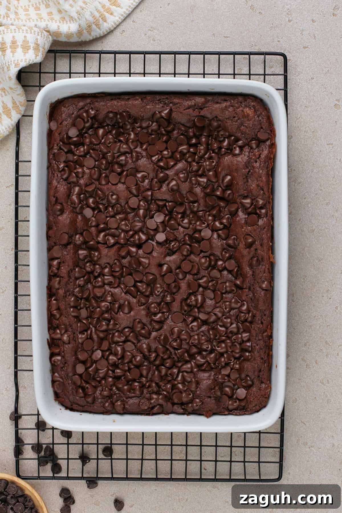 Decadent Chocolate Dump Cake Recipe That Melts in Minutes 9 Baked chocolate dump cake cooling on a wire rack.
