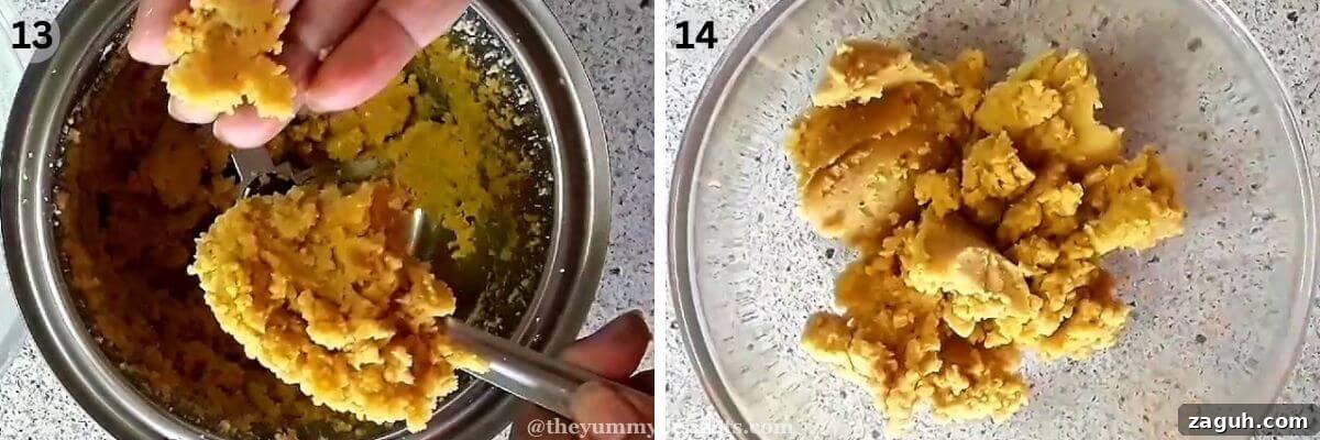 Authentic Maharashtrian Puran Poli Recipe (Puranachi Poli) 9 collage image of 2 steps showing how to grind the puran mixer in a grinder jar.