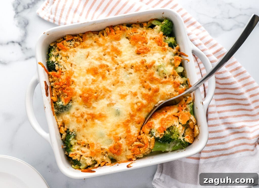 Creamy Broccoli and Cheese Casserole Topped with Ritz Crackers 2 Cheesy Broccoli Casserole With Ritz Crackers