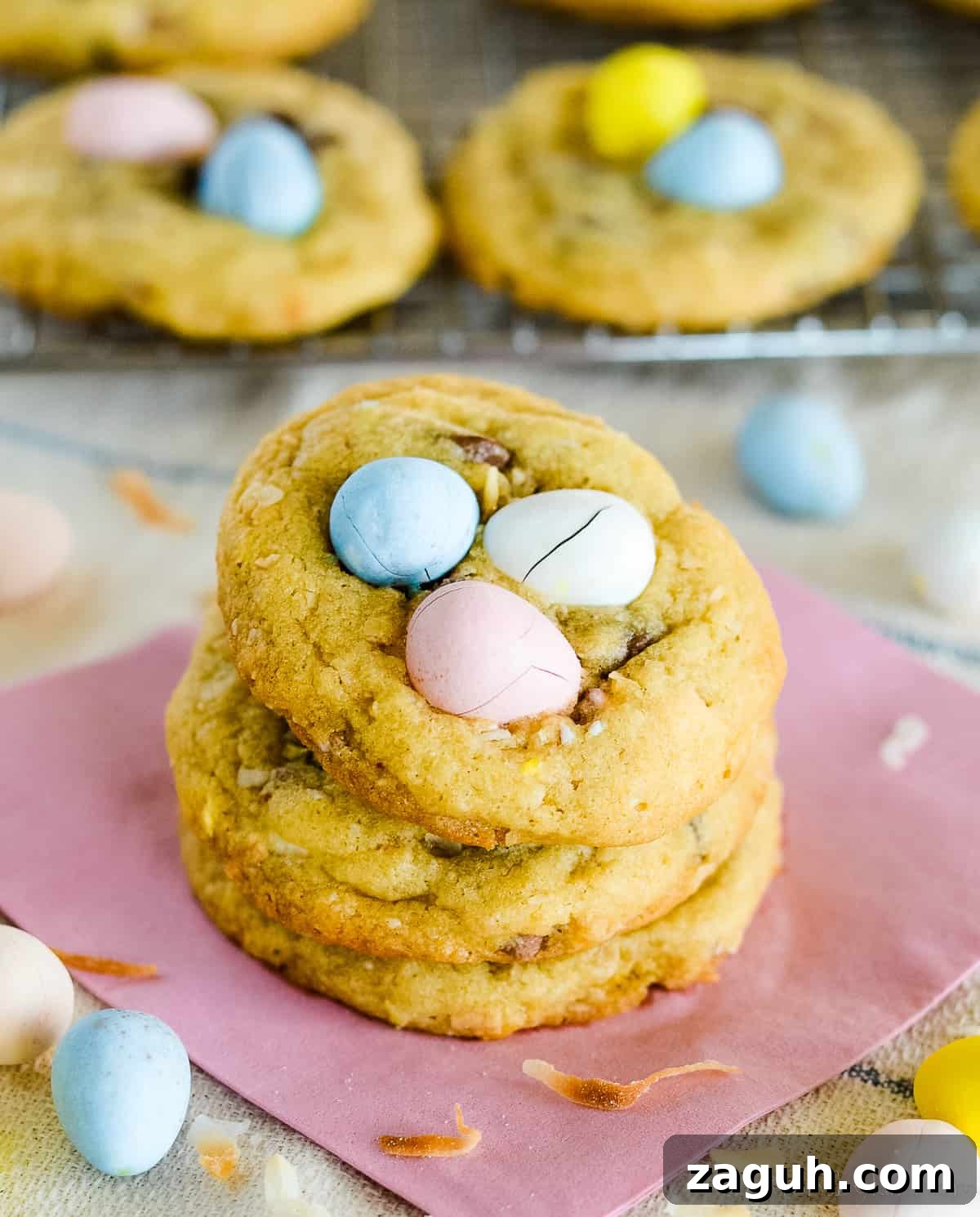 Mini Cadbury Egg Cookies Recipe — Bite-Sized Easter Treats 2 stack of cadbury egg cookies